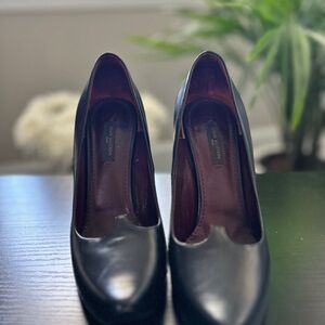 Louis Vuitton Black Leather Sculpted Block Heel Pumps - Size 36